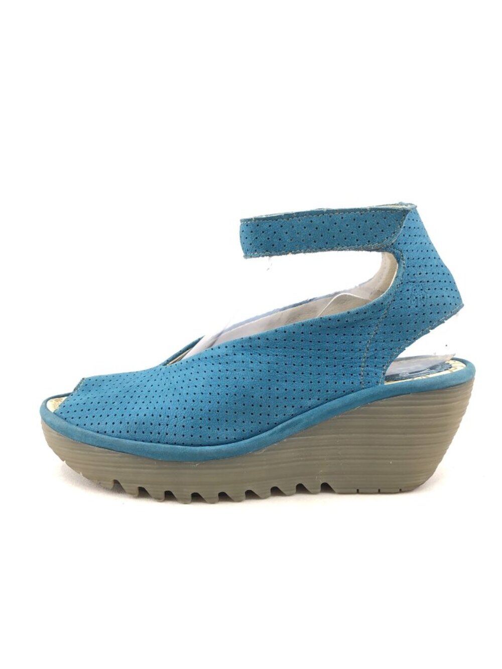 Fly London Yala Blue Suede Wedge Sandals EUR 37